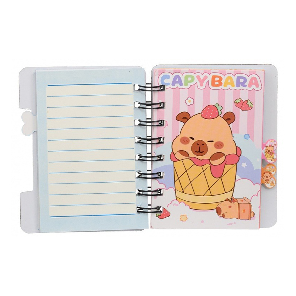 Блокнот Basir, формат А7, серия "Капибара", яркая обложка, 52 листа, размер 12*9.2 см