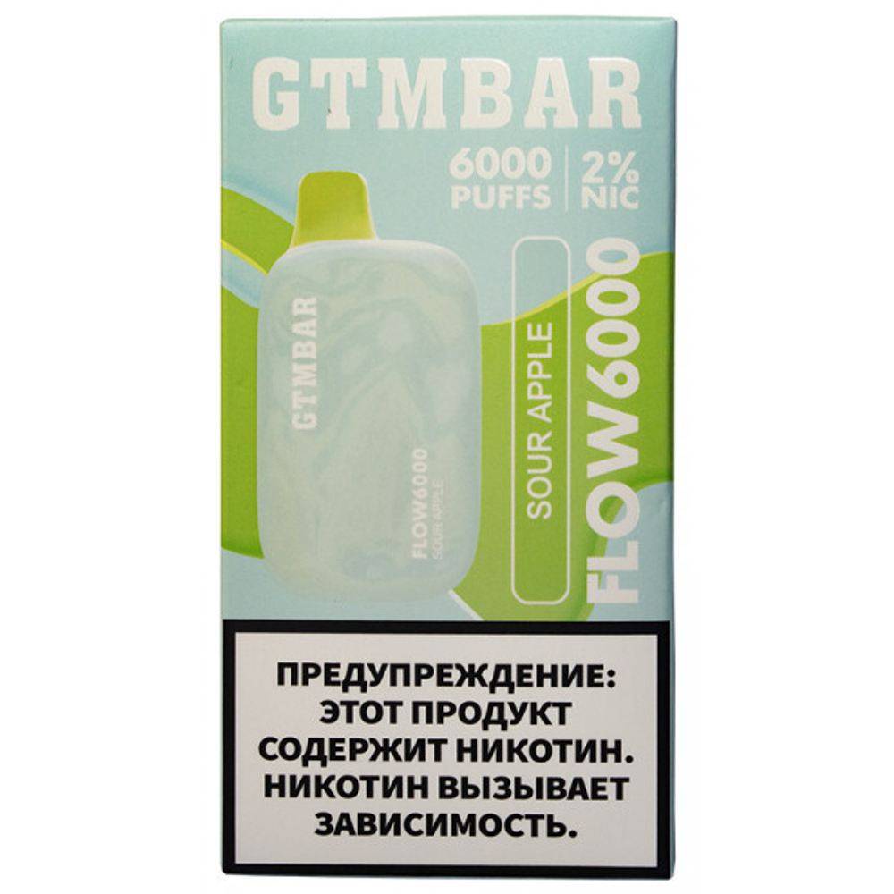 М. GTM BAR Flow 6к Sour Apple (Кислое зеленое яблоко)