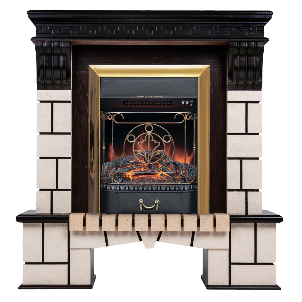 Каминокомплект Real Flame Stone STD AO-297 с очагом Majestic Lux Brass