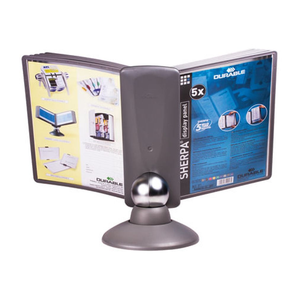 Демосистема настольная на 10 панелей, с 10 серыми панелями,вращающаяся,DURABLE (Германия) "SHERPA motion", 5587-37