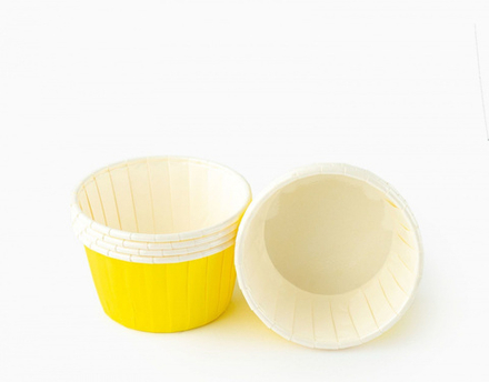 Форма бумажная МАФФИН ламинат "Желтый/Белый" d50*h40 мм. (100 шт./упак., 3000 шт/кор), 1 шт.