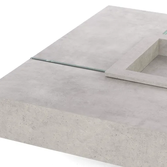 Журнальный стол Beton 119х119 см, стекло закалённое, фибробетон