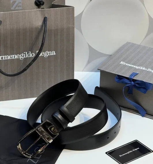 Двусторонний мужской ремень ZEGNA, 3,5 мм, чёрный