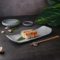 Блюдо прямоугольное 32*12 см h4,2 см с бортами Side Up2 Stone Untouched Taiga P.L. Proff Cuisine [1]