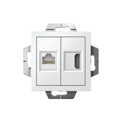 Розетка 2-м СП AtlasDesign HDMI + RJ45 кат.5E механизм бел. SE ATN000182