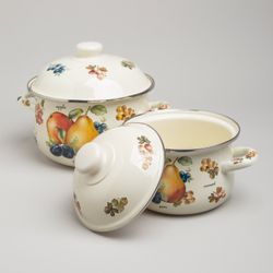 НАБОР КАСТРЮЛЬ AGNESS ЭМАЛИРОВАННЫХ СЕРИЯ "ФРУКТЫ", 4ПР. 1,5Л И 2,8Л, 16Х10СМ, 20Х12СМ