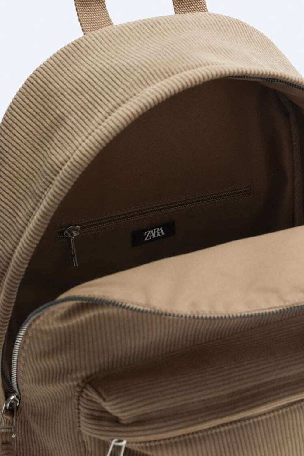 ZARA ВЕЛЬВЕТОВЫЙ РЮКЗАК, БЕЖЕВЫЙ