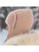 шапка ушанка вязаная зимняя ангора пушистая