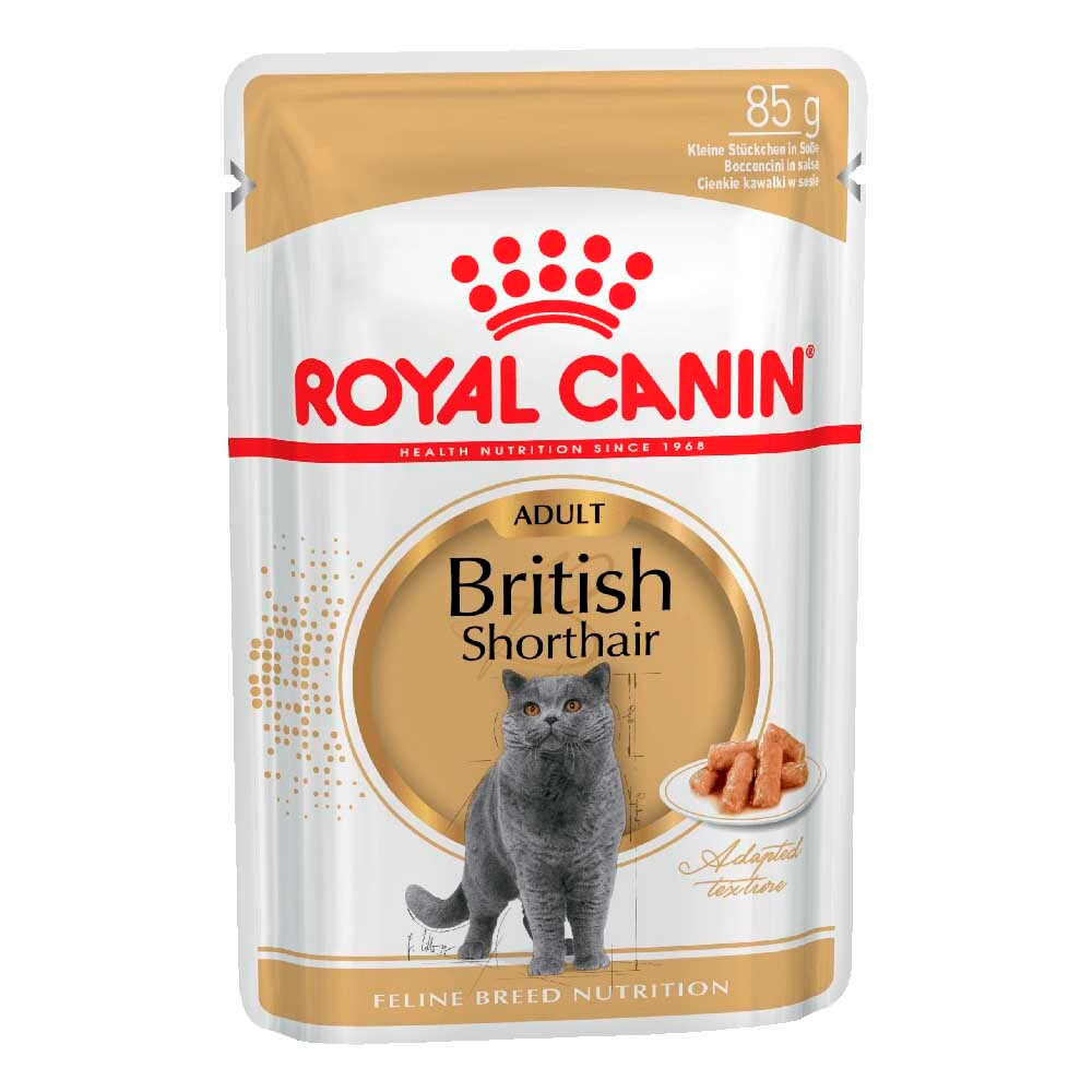 Royal Canin British Shorthair Adult 85 г соус - консервы (пауч) для кошек породы британская короткошерстная (кусочки)