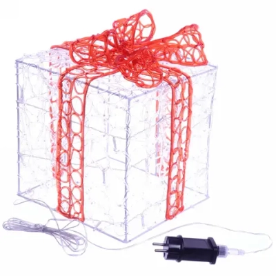 Фигура светодиодная «Подарок» 23 см, 30 ламп LED, IP-65, Белый/красный