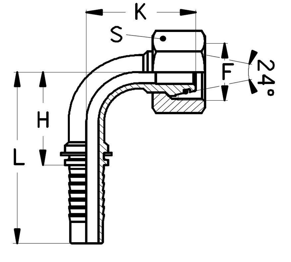 Фитинг DN 06 DKO-L (Г) 12x1.5 6 (90)