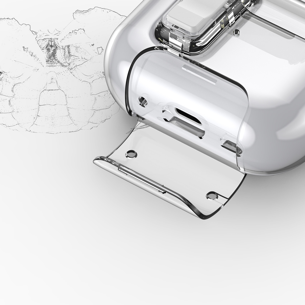 Усиленный прозрачный чехол для наушников AirPods Pro 2, Dux Ducis, серия PECR Series (встроенная подставка для смартфона)