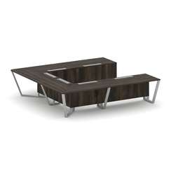 Steel Meet Стол переговорный П-образный KDK-PR.B.SP-11P Дуб Мали/Металл Серый 3200*3200*750