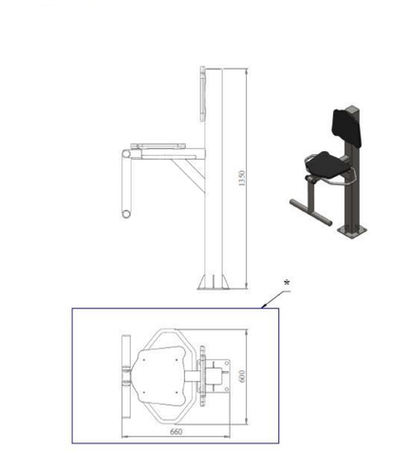Уличный тренажер №62, "Флекс", 660*660*1350 мм.