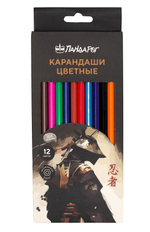 Карандаши цветные ПандаРог Ниндзя, 12  цветов, пластиковые, шестигранные