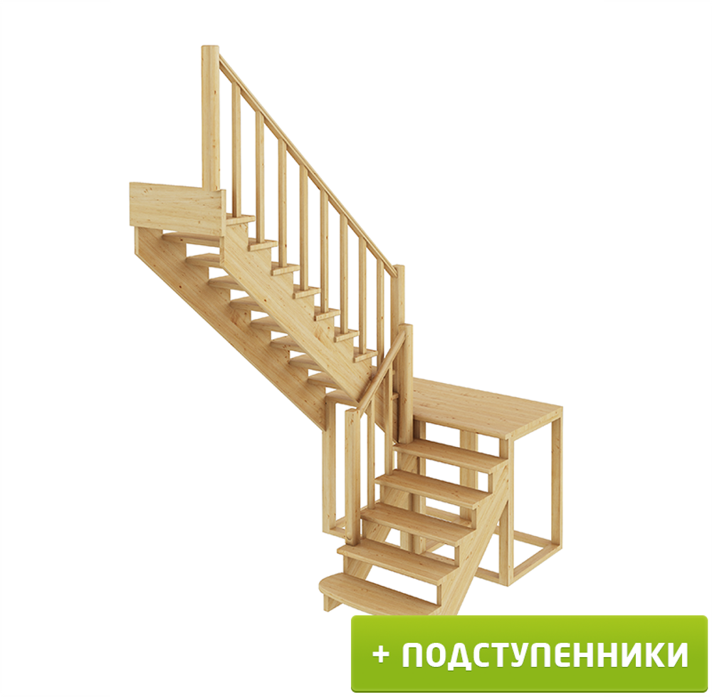 Лестница на второй этаж К-004м/4 Левая с подступенками