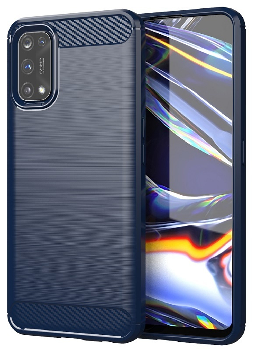 Темно-синий защитный чехол для OPPO Realme 7 Pro, серии Carbon от Caseport
