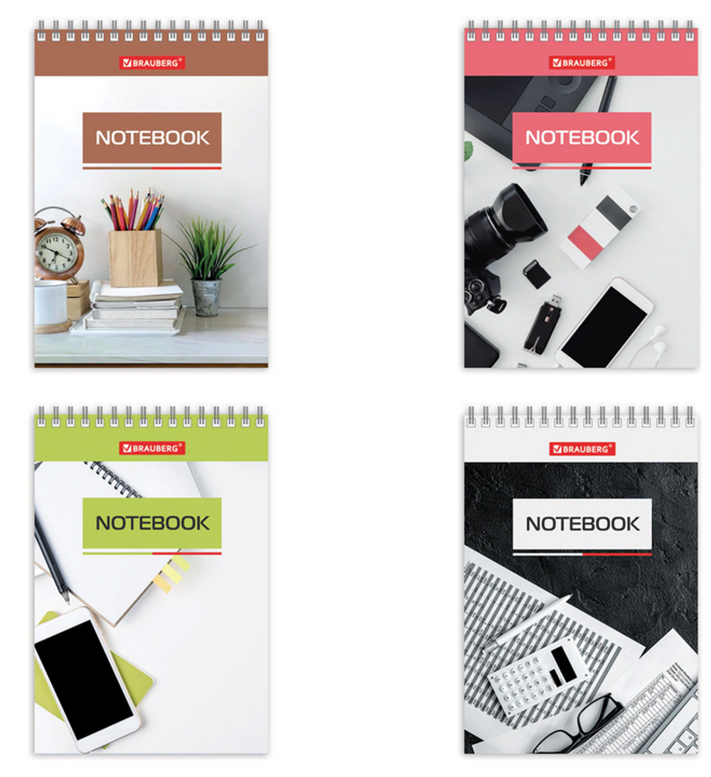Блокнот А6 40л. клетка "Идеальный офис" гребень, картон (BRAUBERG)