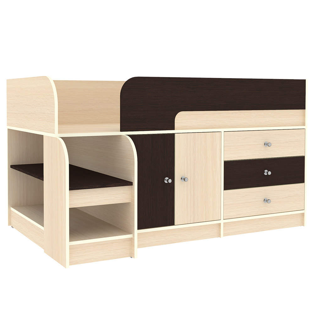 Кровать-чердак КарИВи Астра 9, 1  Дуб Молочный Венге