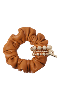 Кожаная резинка оранжевого цвета