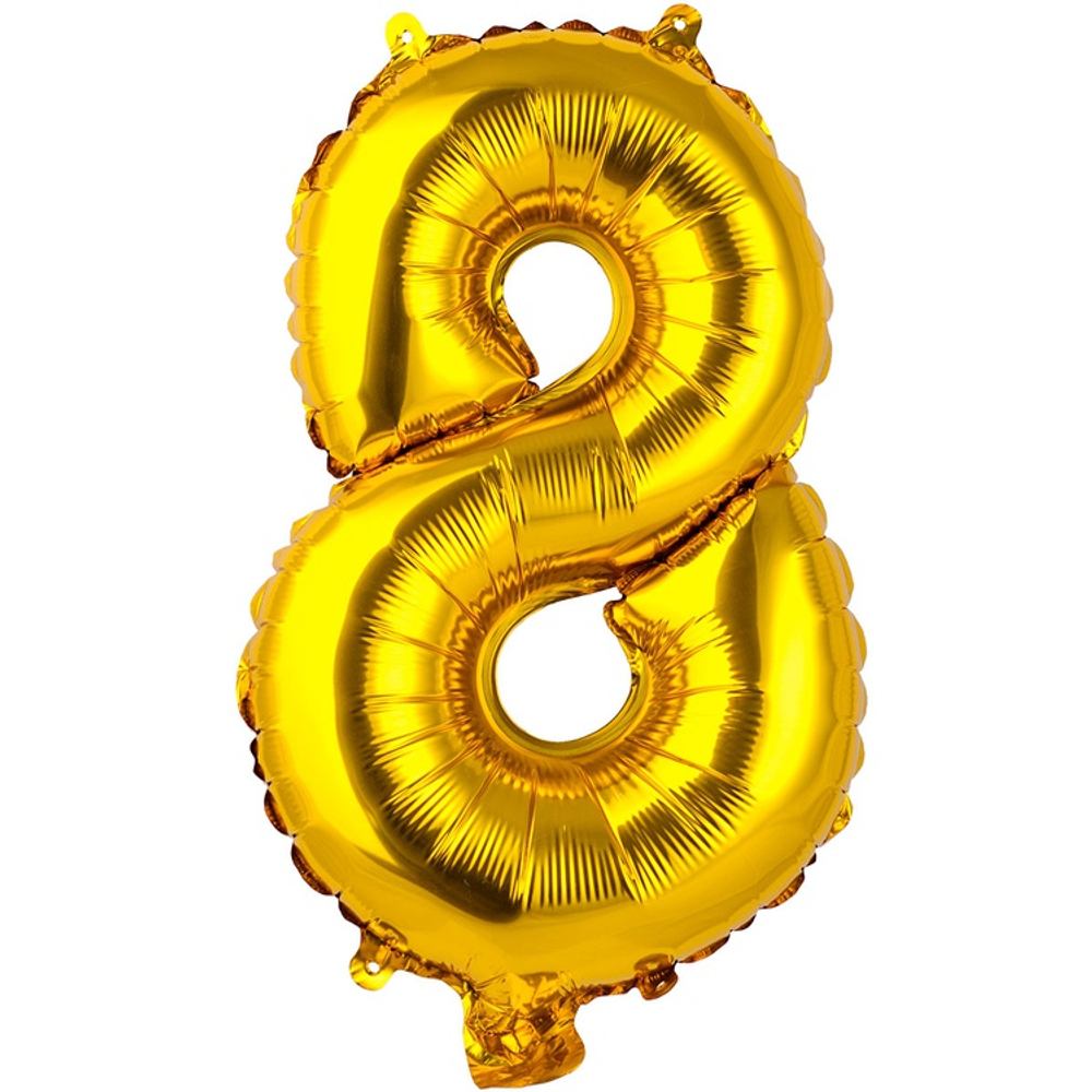 Шар фольгированный Цифра 8 35 см (Золотой)