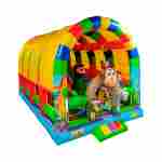 Надувной батут «Зверята с крышей» с горкой и скалодромом, 10х6х6 м