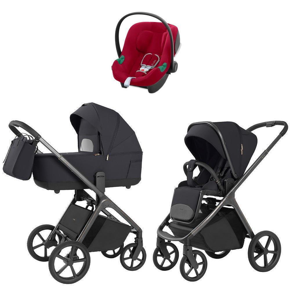 Коляска Carrello Vector 2025 CRL-6551 и автокресло Cybex Aton B2 Dynamic Red 3 в 1 Shadow Black