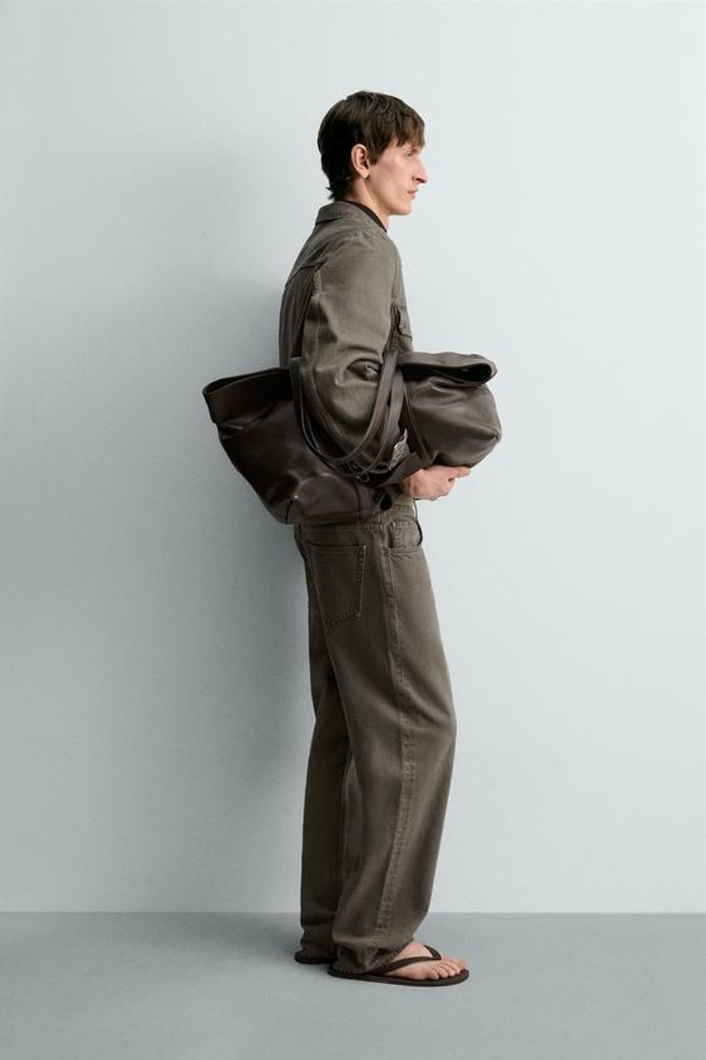 ZARA ДЖИНСЫ STRAIGHT FIT, ЗЕЛЕНЫЙ/СЕРЫЙ