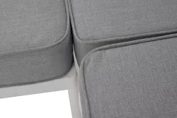 "Канны" диван модульный плетеный из роупа, каркас алюминий белый, роуп светло-серый круглый, ткань светло-серая