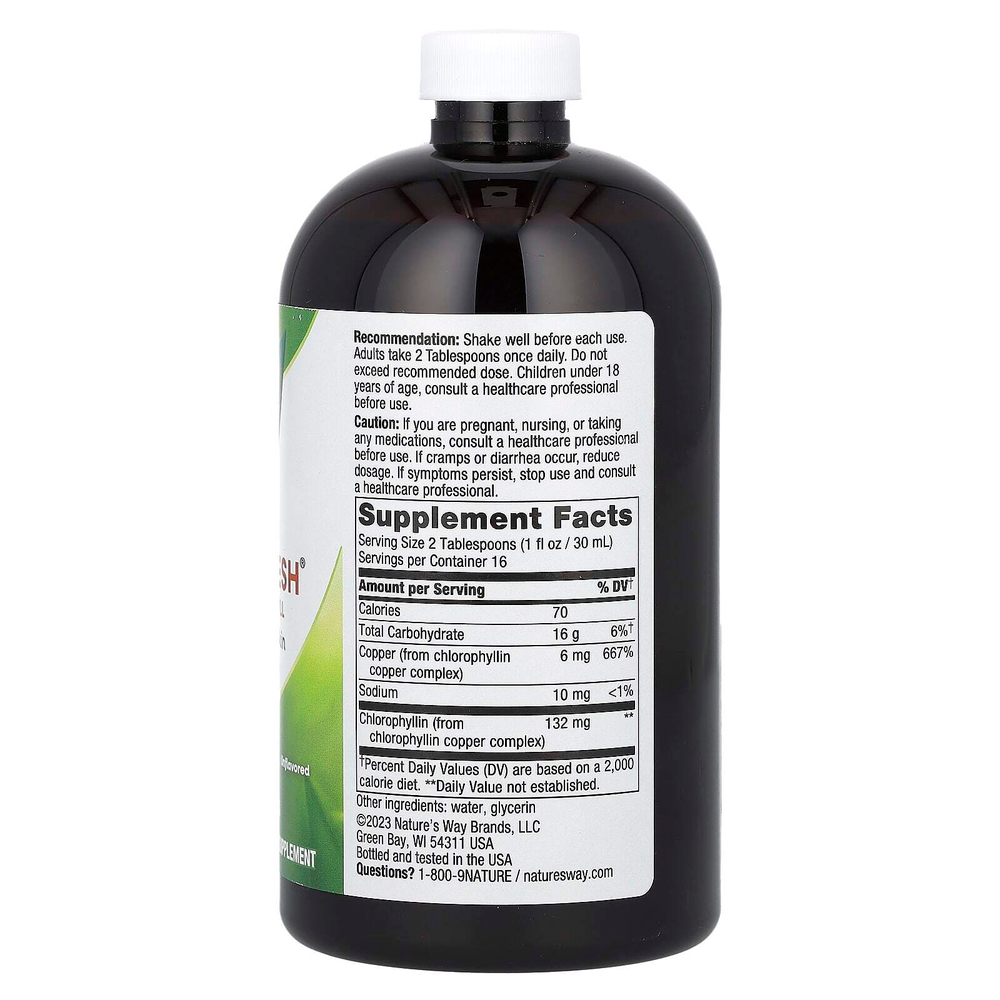 Nature's Way, Chlorofresh, жидкий хлорофилл, без добавок, 132 мг, 480 мл (16 жидк. унций)