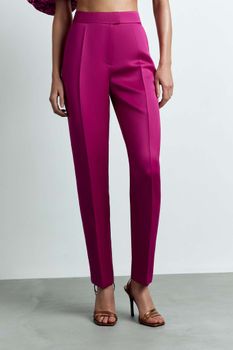 Брюки зауженные из атласа