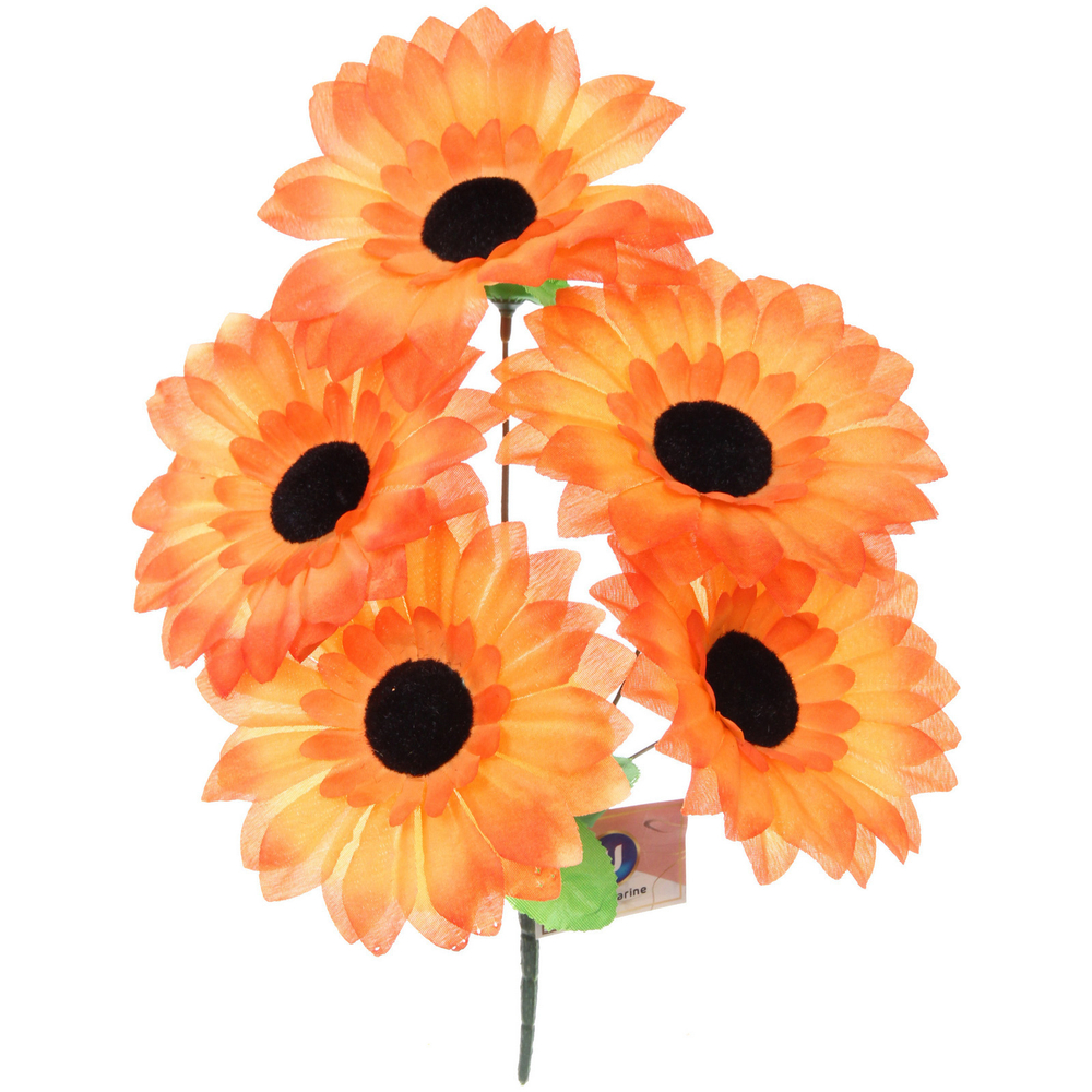 Цветы искусственные 30см «Цветочная фантазия» 5 цветков оранжевые