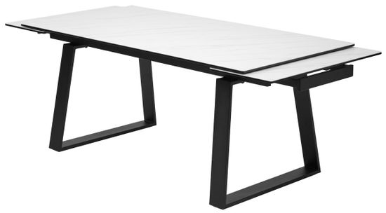 Стол VASTO 200 MARBLES KL-99 Белый мрамор матовый, итальянская керамика/ черный каркас