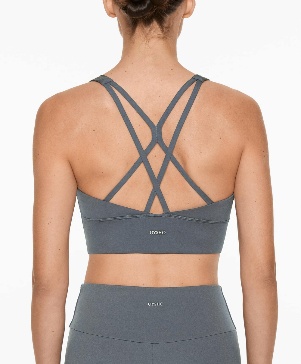 Oysho Спортивный бюстгальтер с бретелями на спине, стальной