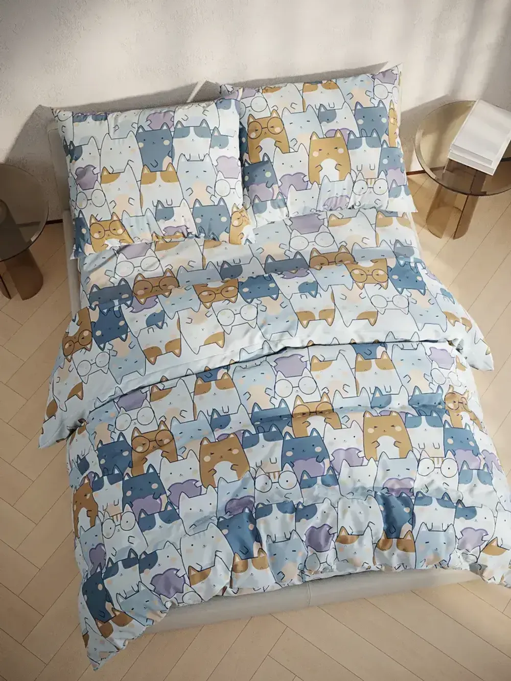 Наволочка комплект 2шт бязь Сказка "Feline" 50x70 см на молнии