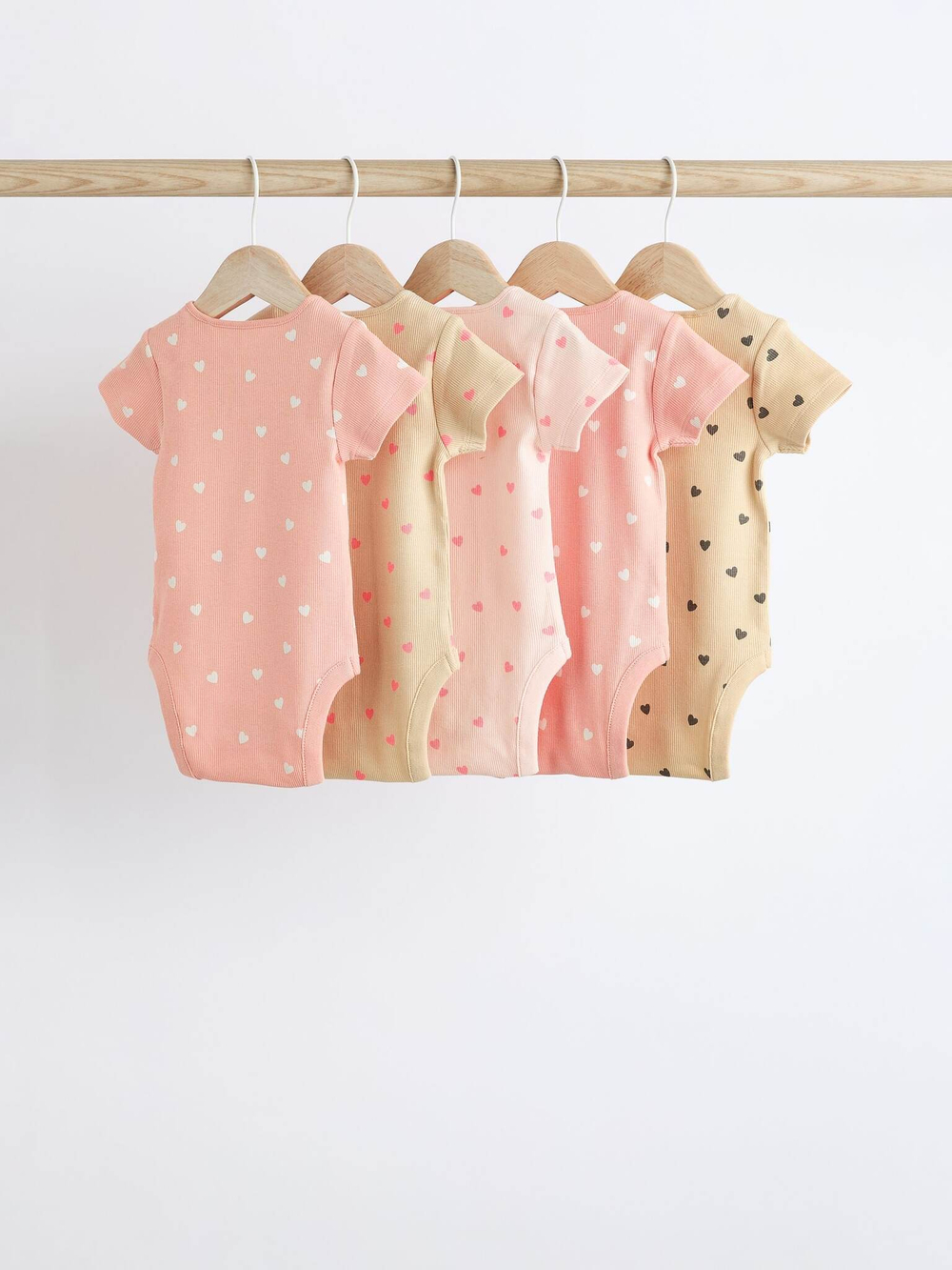 Боди с коротким рукавом для малышей Next Q53-863, 5 шт., Бежевый, Розовый