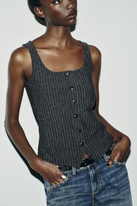 ZARA ТОП-ЖИЛЕТ В ТОНКУЮ ПОЛОСКУ, ПОЛОСКИ