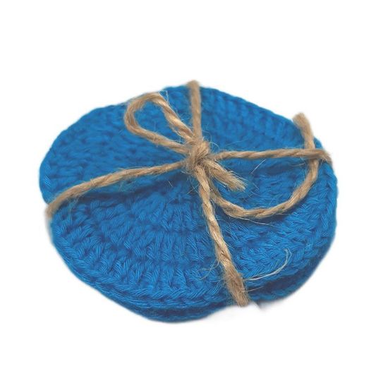 Вязаные бамбуковые диски ZEERO голубые, 3 шт.