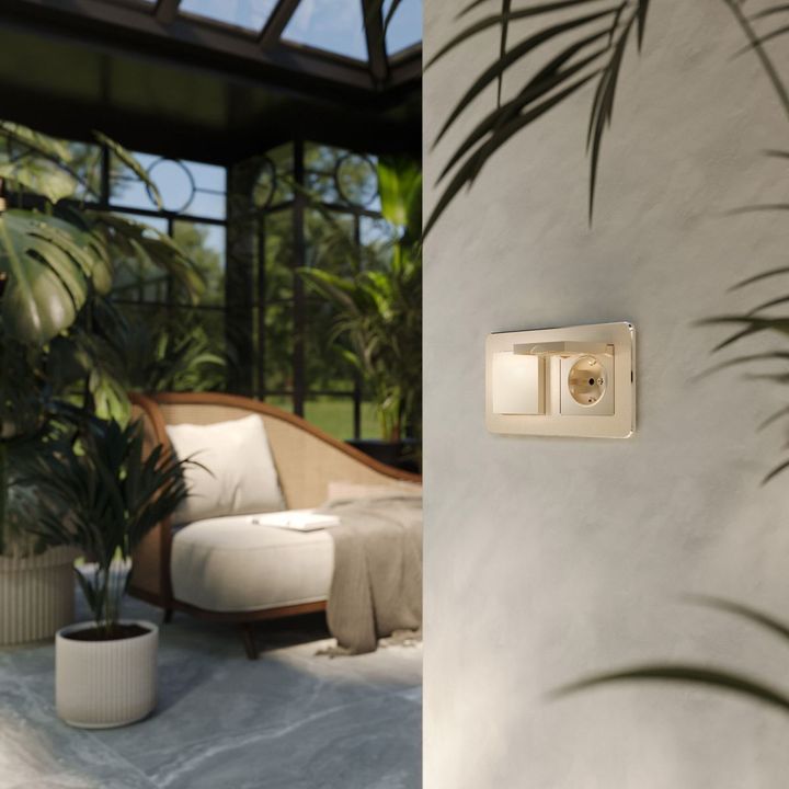 Розетка влагозащишенная с заземлением с защитной крышкой и шторками Werkel шампань W1171211 4690389212871