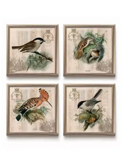 Картины на стену интерьерная на холсте 4 шт, 23*23 см