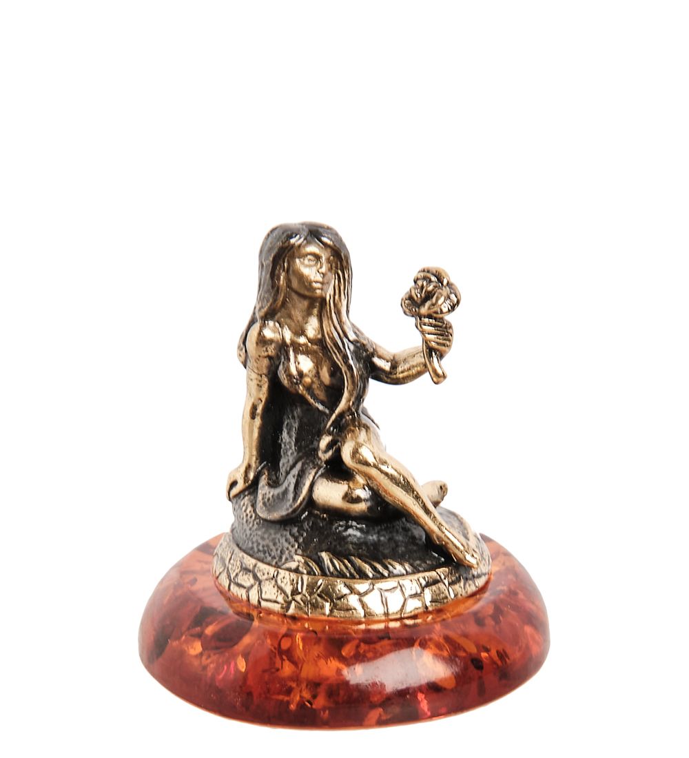 AM- 989 Фигурка «Знак зодиака - Дева» (латунь, янтарь)