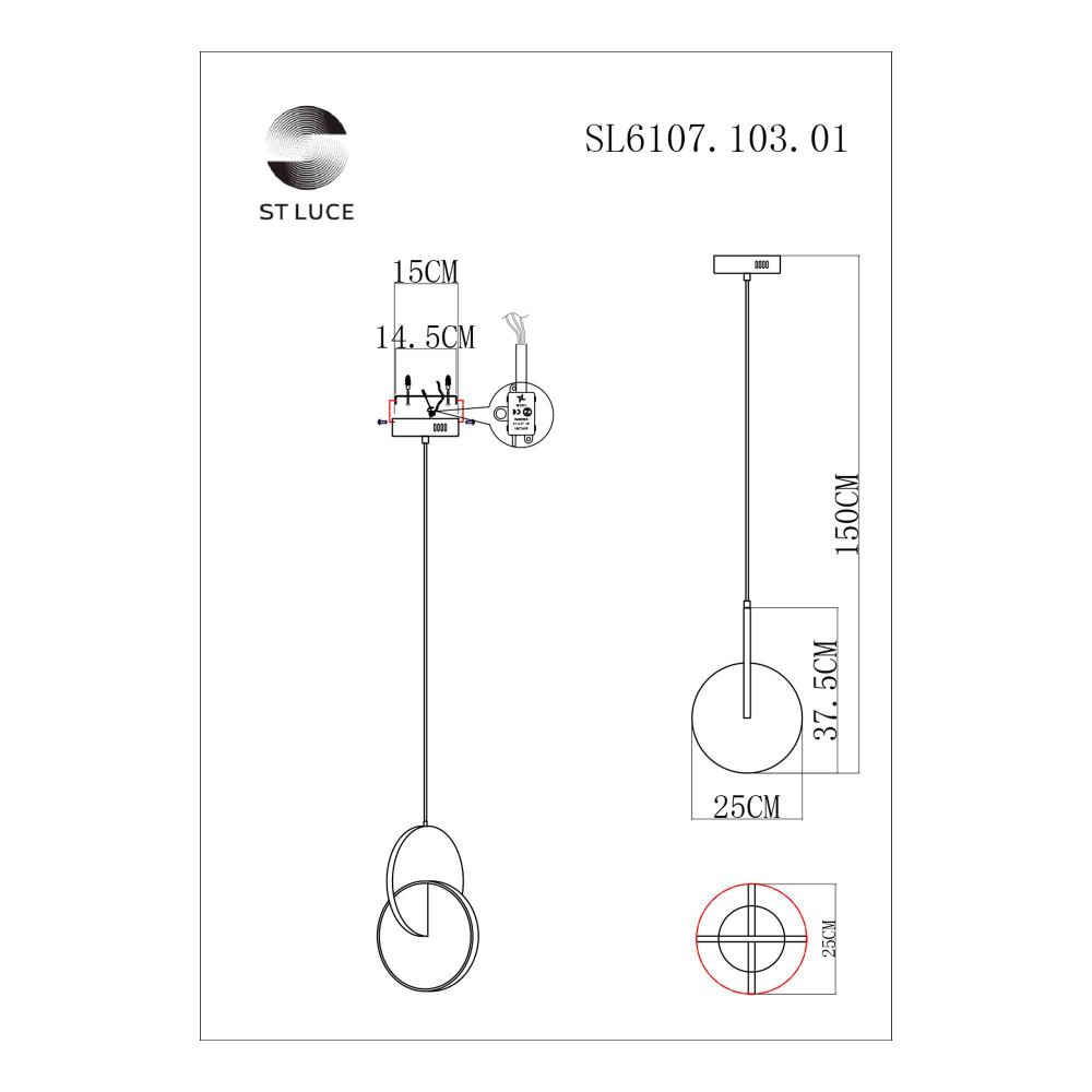 SL6107.103.01 Светильник подвесной ST-Luce Хром/Белый Хром LED 1*14W 3000K