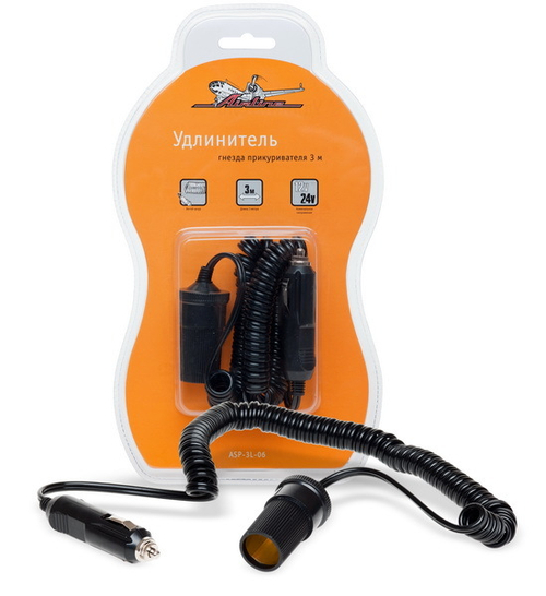 Удлинитель прикуривателя 12/24 В 60 Вт черный 5 А Airline