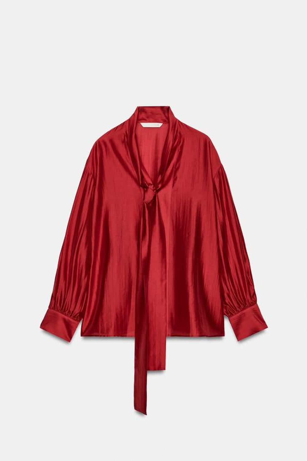 ZARA АТЛАСНАЯ РУБАШКА С ПЛАТКОМ — ZW COLLECTION, КРАСНЫЙ