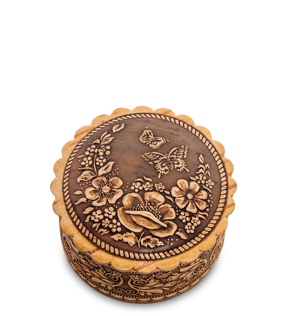 Народные промыслы BST-125/ 4 Шкатулка «Бабочки» мал. (береста)