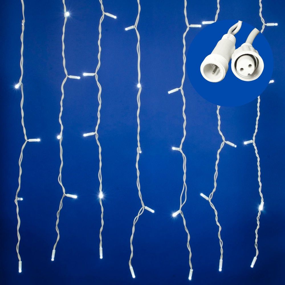 ULD-C1515-160-TWK WHITE IP67 Занавес светодиодный с эффектом мерцания. 1.5х1.5м. Соединяемый. 160 светодиодов. Белый свет. Провод белый. TM Uniel.