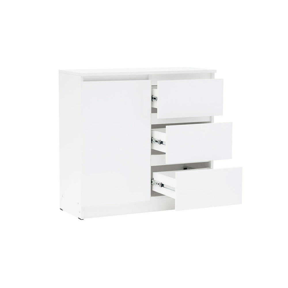 Комод Челси 800 (3 ящиа 1 дверь), Белый глянец холодный, Белый