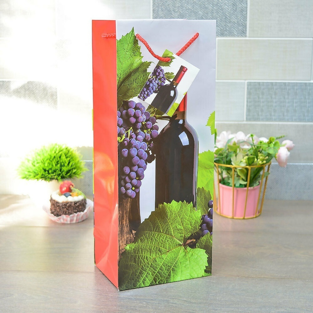 Пакет бумажный 14*35*11см с ручками "Ассорти"