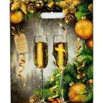 Пакет ПЭ с вырубной ручкой 31х40см (60) (Звон бокалов) НГ Ламинированный Интерпак (х50/500)