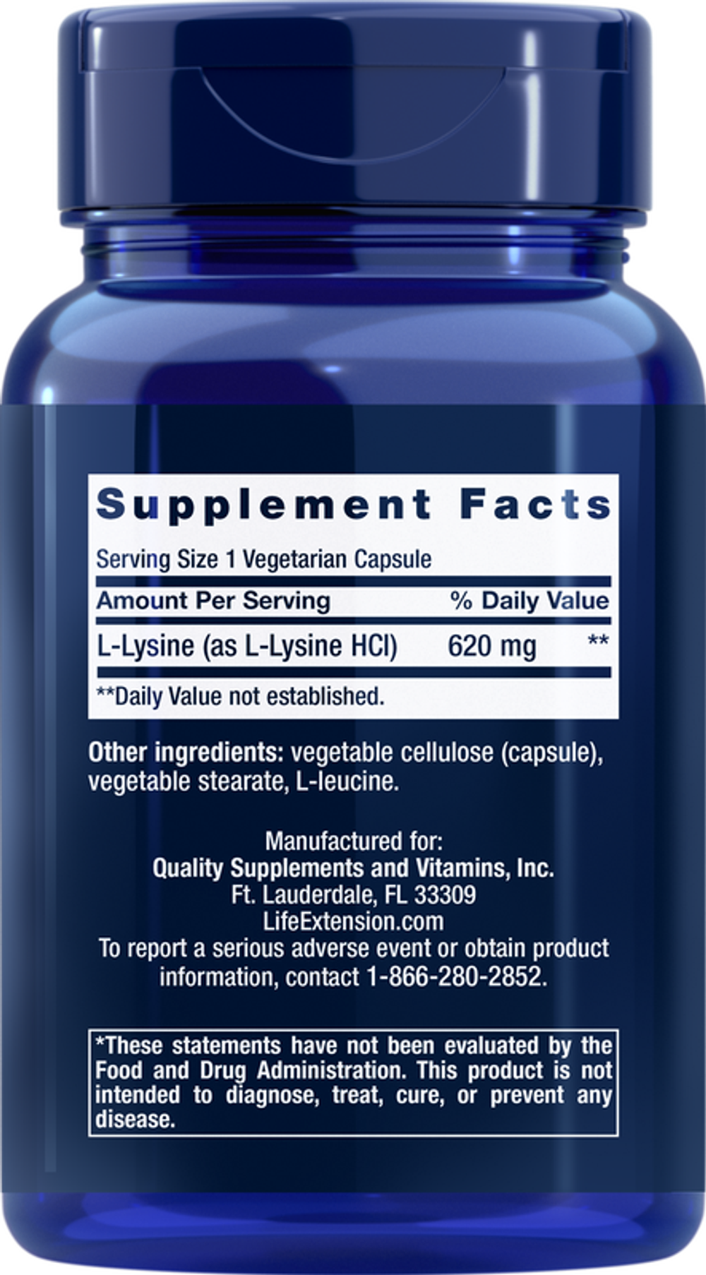 L-Lysine 620 мг 100 капсул Life Extension